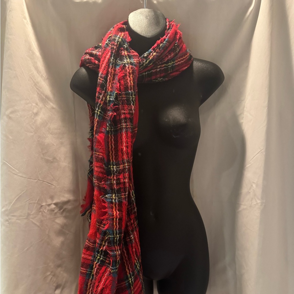 Plaid Red Scarf